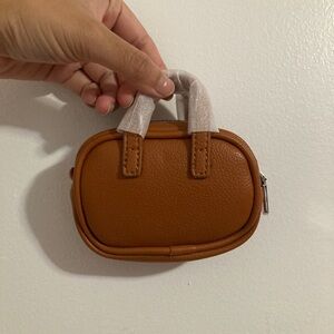 Super Cute Mini Brown with Silver Zipper Closure Top Handle Keychain Bag Charms